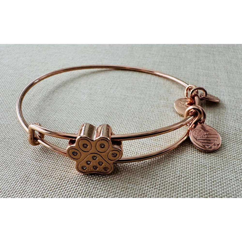 Alex and Ani Rose Gold Paw Print Bangle Bracelet Infused with Energy Technology